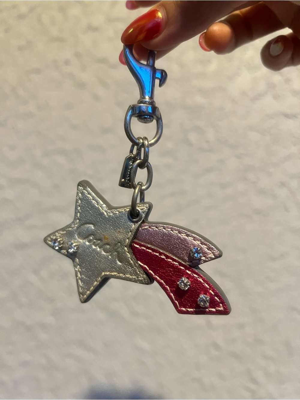 Coach Silver & Pink Star Keychain Rhinestone - Picture 2 of 3